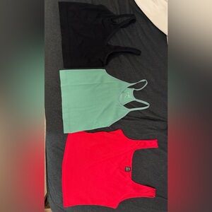 Women's Ribbed Tank Top Set - Black, Green, Red